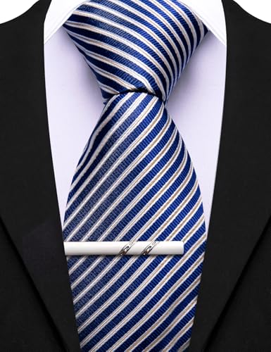 Image of Barry.Wang Mens 6 PCS Ties Silk Striped Paisley Check Floral Necktie Silky Woven Wedding Business Party Ties 3.34 inch