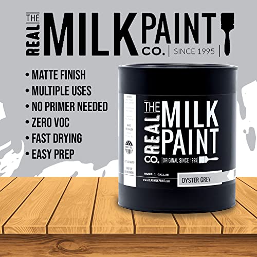 Real Milk Paint, Wood Paint For Furniture, Matte Paint For Cabinets, Walls, Brick, And Stone, Water Based Organic, No Voc, Oyster Grey, 1 Quart #TOP2