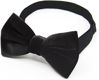 Luckyvestir Men's Velvet Bow Tie, Pre-Tied Adjustable Bowties, Silk Black Neckties for Men Women for Party Business Gift
