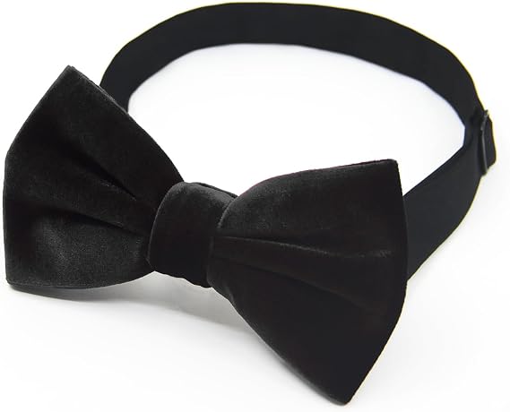 Luckyvestir Men's Velvet Bow Tie, Pre-Tied Adjustable Bowties, Silk Black Neckties for Men Women for Party Business Gift
