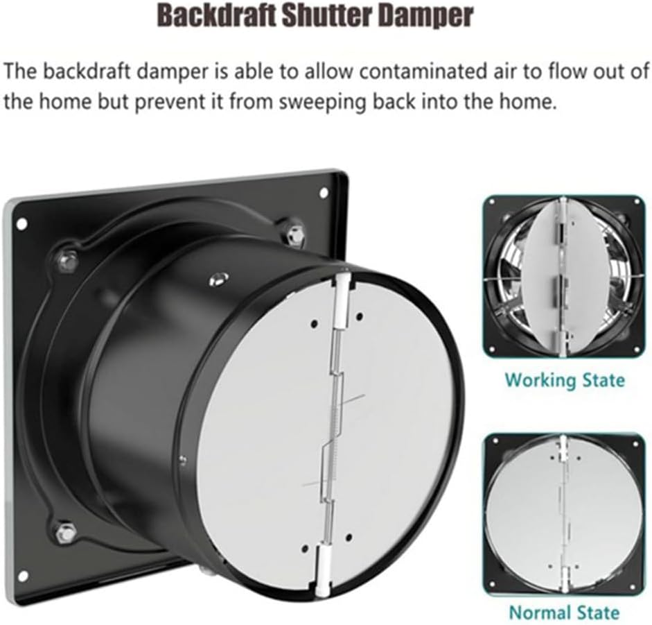 7-Blade 8 Inch Low Decibel Garage Ventilation Fan, 60W High-Speed Waterproof Axial Kitchen Exhaust Fan Commercial Industrial Smoke Exhaust Fan Quickly Remove Odors