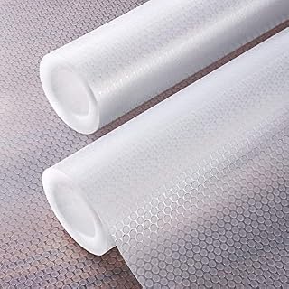 Shelf Liner Kitchen Cabinet Liners: 2 Pack 43cmx200cm Non-Adhesive Washable Oil-Proof Non-Slip Drawer Liner for Refrigerator and Shelves - Clear Plastic Shelf Paper for Kitchen Cabinets Adhesive