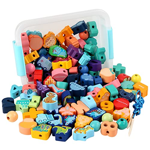 Cubelelo Wooden Beads Threading Game - with Scene Cognition Board | DIY Lace & String Beading Kit | Multicolor Beads Rope Sewing Toy for Children Kids Boys Girls | Develops Creativity & Imagination (B0C3H8JJGQ) Amazon Price History, Amazon Price Tracker