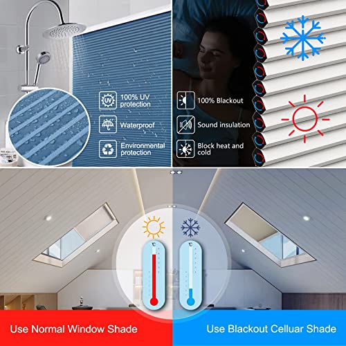Skylight Blinds Shades Blackout Cellular Shades Blinds Cordless Room Darkening Honeycomb Shade Blind Suitable Roof Inclined Plane Room Window Custom Size Grey #TOP3