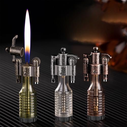 Encendedor portátil metálico retro cromado miniatura 3
