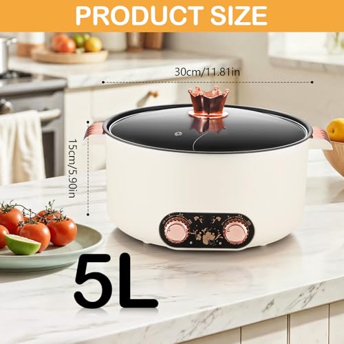 Appareil a Fondue, Fondue Chinoise 5 L à avec Compartiments Rechaud Electrique Pot 1 350 W avec 3 Réglages de Puissance pour Cuire des Fondues Préparer des Soupes Faire Bouillir des Nouilles – Image 4