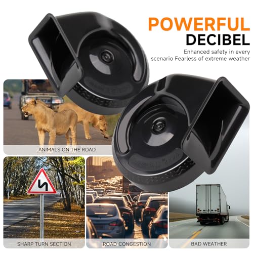 Image of FARBIN Train Horn for Truck 12V Car Horns Loud Waterproof Electric Snail Horn Kit for Any 12V Vehicl (black, 12v)