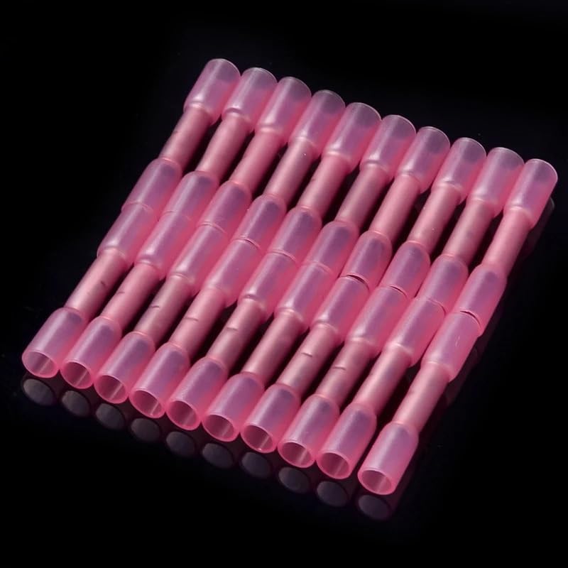 20PCS Red Heat Shrink Butt Terminals Insulated Waterproof Electrical Wire Connectors Crimp Terminal 0.5-1.5mm2 AWG 22-18 Kit VUQLDHAYZ