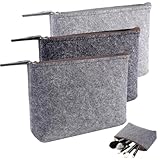 3 Stück Kosmetiktasche Filz zum Beplotten, 20 x 14 cm Filz Kosmetiktasche, Reise Rohlinge Kulturbeutel mit Reißverschluss, Tragbare, Ideal Reisen und Aufbewahrung, für Reisen Und Alltag (Mehrfarbig)