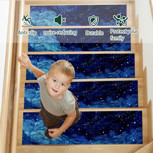 Tapis d'escalier antidérapant réutilisable et lavable pour marche bois 20x76cm