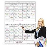 Picture of Dry Erase Two Month Laminated jumbo Wall Calendar, 38" x 50", Huge bimonthly Vertical Laminated Erasable White Board, Giant 60 day Family Whiteboard Schedule Planner, Large Multi Month Reusable Poster