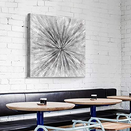 Gray Abstract Canvas Wall Art: Modern Graphic Painting Artwork Hand Painted Picture For Bedroom (36 X 36'' X 1 Panel) #TOP4