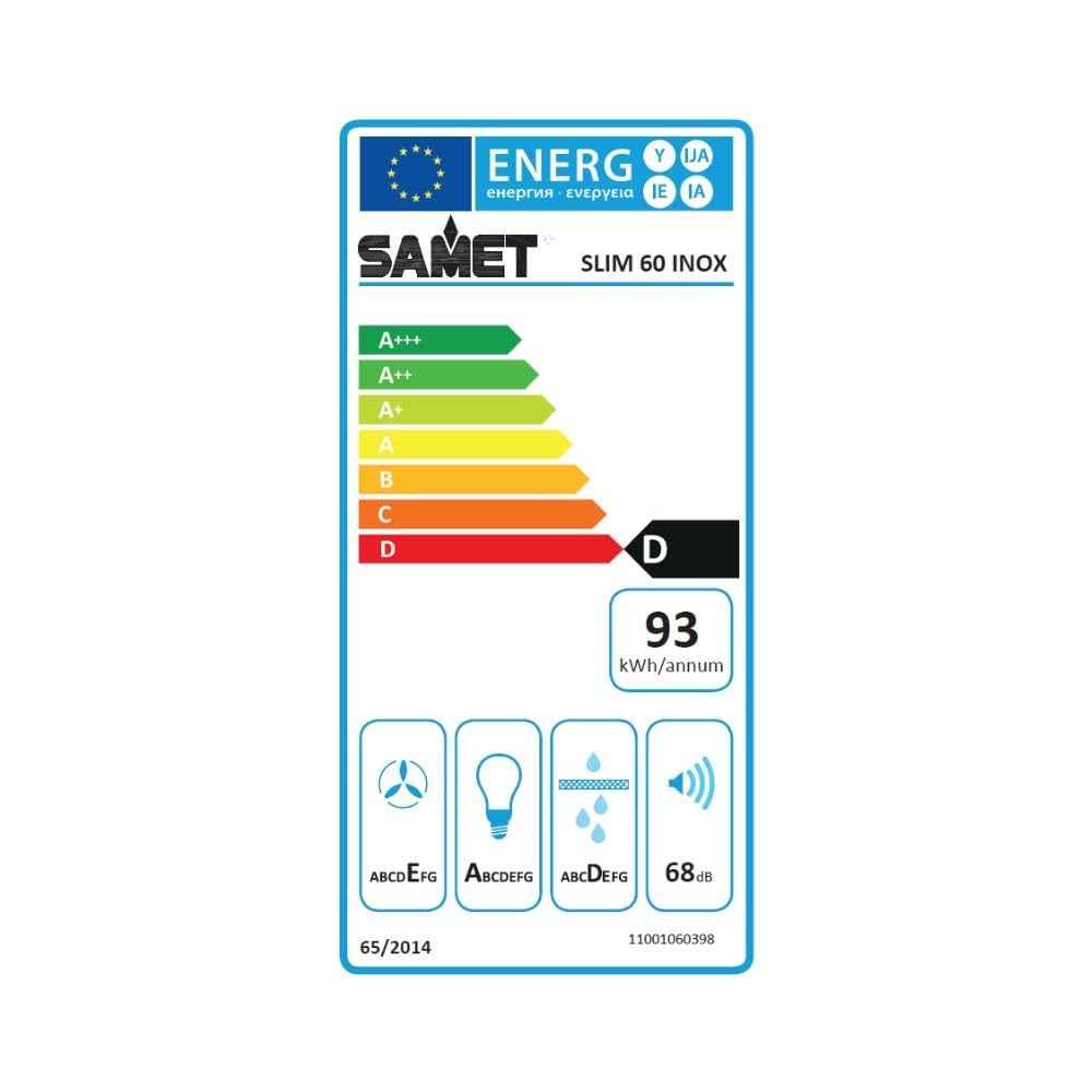 Cappa sottopensile Slim60 inox 1 motore Samet