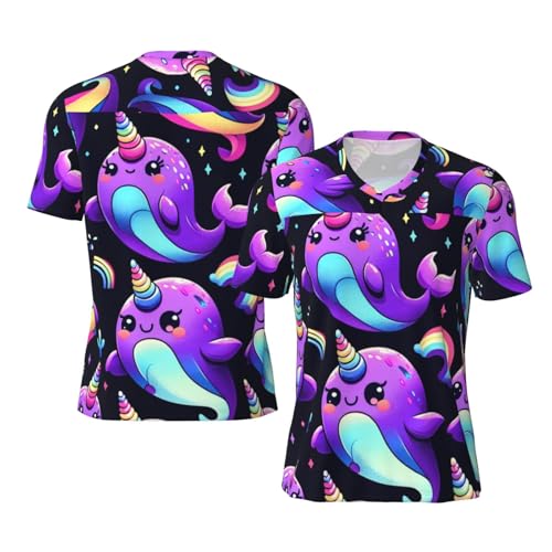 Stylish Athletic Sports Jersey Arctic-Whale-Narwhals Men's Rugby Jersey X-Large Black