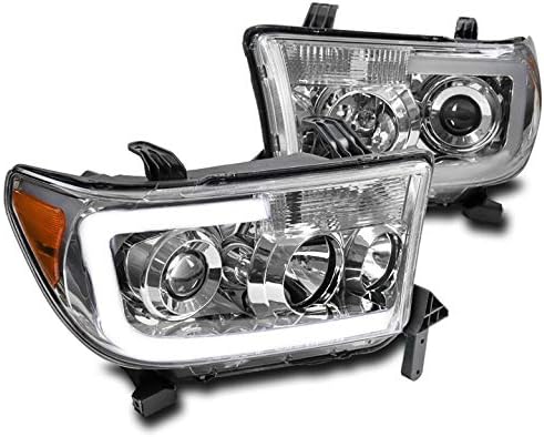 ZMAUTOPARTS LED Chrome Projector Headlights Compatible with 2007-2013 Toyota Tundra / 2008-2017 Sequoia