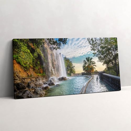 Image imprimée sur toile 120x60cm avec panorama de cascade réaliste
