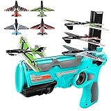 Airplane Toy,Bubble Catapult Plane Toy Airplane, Outdoor Toys,One-Click Ejection Model Foam Airplane Shooting Game ,Toy with 4pcs Glider Airplane Launcher Outdoor Toys for Kids Birthday Party.(Blue)