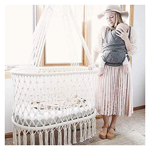 Culla sospesa in macramè con corda di cotone altalena per neonati e bambini, decorazione con accessori inclusi