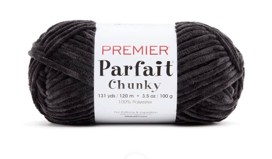 Image of Premier Yarns Parfait Chunky Chenille 3.5 Oz Super Bulky Weight 3 Pack Bundle with Bella's Stitch Place Holders (Cinder)