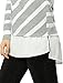 Allegra K Women's Long Sleeves Scoop Neck Casual Striped Chevron Print Tunic Top Small Gray White