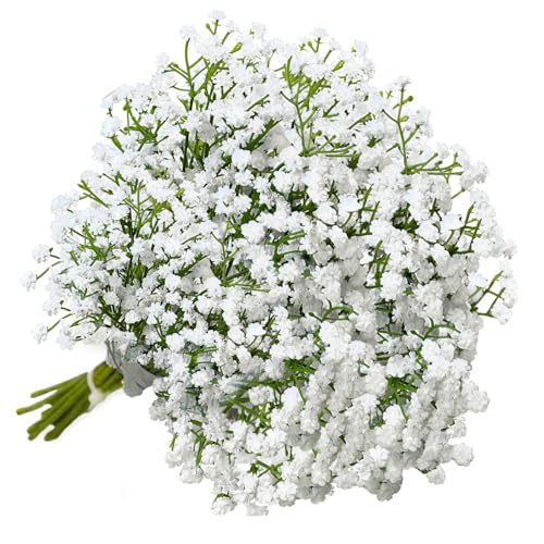 HIVTE 10 Fleurs artificielles de gypsophile Blanches, Bouquet réaliste pour la décoration...