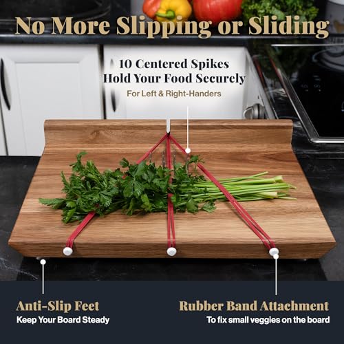 Adaptive One Handed Cutting Board With 10 Spikes – Ideal Gift for Stroke Patient, One-handed Person, Disabled, Handicapped People, Elderly Patients - Handicap Wooden Kitchen Chopping Boards - Image 4