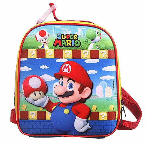 Kit Mochila de Costa Super Mario Polinylon Grande+ Lancheira Cor: Vermelho