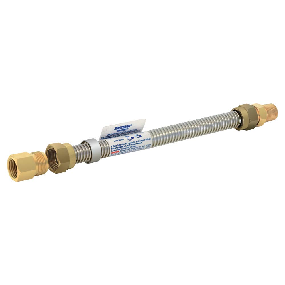 Eastman 0404124 Steel-Flex Stainless Steel Gas Connector, 1/2 inch FIP x 1/2 inch MIP, 24 inch Length