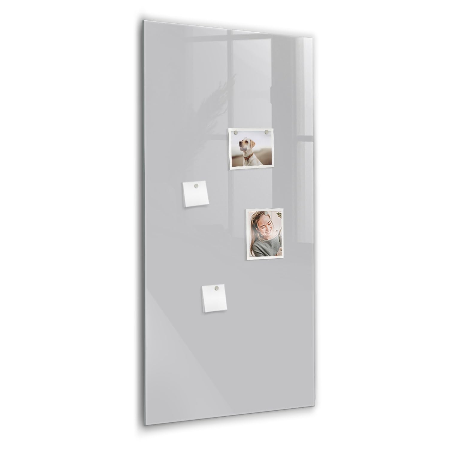 Glas-Magnettafel hochformat | Magnetisches Whiteboard Glas mit Neodym-Magneten | Schreibtafel vertikal für Büro & Homeoffice - 60x120cm Hellgraue Farbe