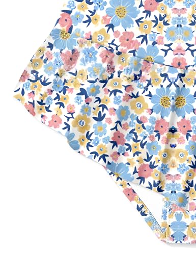 Image of Qaoerde Girls Swimsuit Tropical Print Bikini Set with Ruffle Hem Two Piece Criss Cross Bathing Suits for Girls 7-16 Years