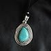 Imagen de ZARZAMORA Colgante Mujer Bohemio Vintage Piedra Turquesa Grande y Ribetes en Plata Tibetana Acabado Antiguo Colgante Cinta Antelina Negra Ajustable-Amuelo de la Suerte-Regalo Original