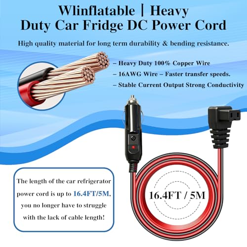16.4 FT DC Power Cord Cable 12V/24V for Car Fridge Car Refrigerator Freezer Compatible with Alpicool, ARB,BougeRV, Bodega, Dometic,Euhomy, ICECO Etc Most Brands Portable Refrigerator (Black, 16.4 FT) by ApexscnView - Image 4