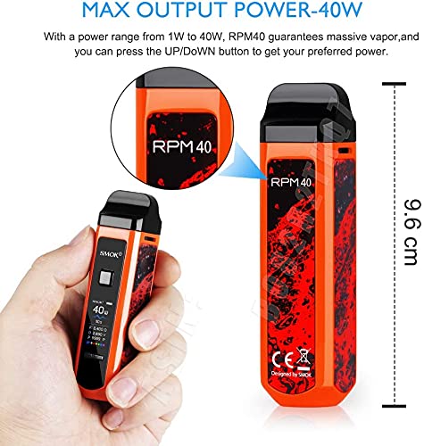 E Zigarette, Smok 40W RPM40 Kit Eingebaute 1500mAh Batterie, Shisha Starter Set mit 4.3ml +4.5ml Verdampfer Tank, Kein… – Bild 5