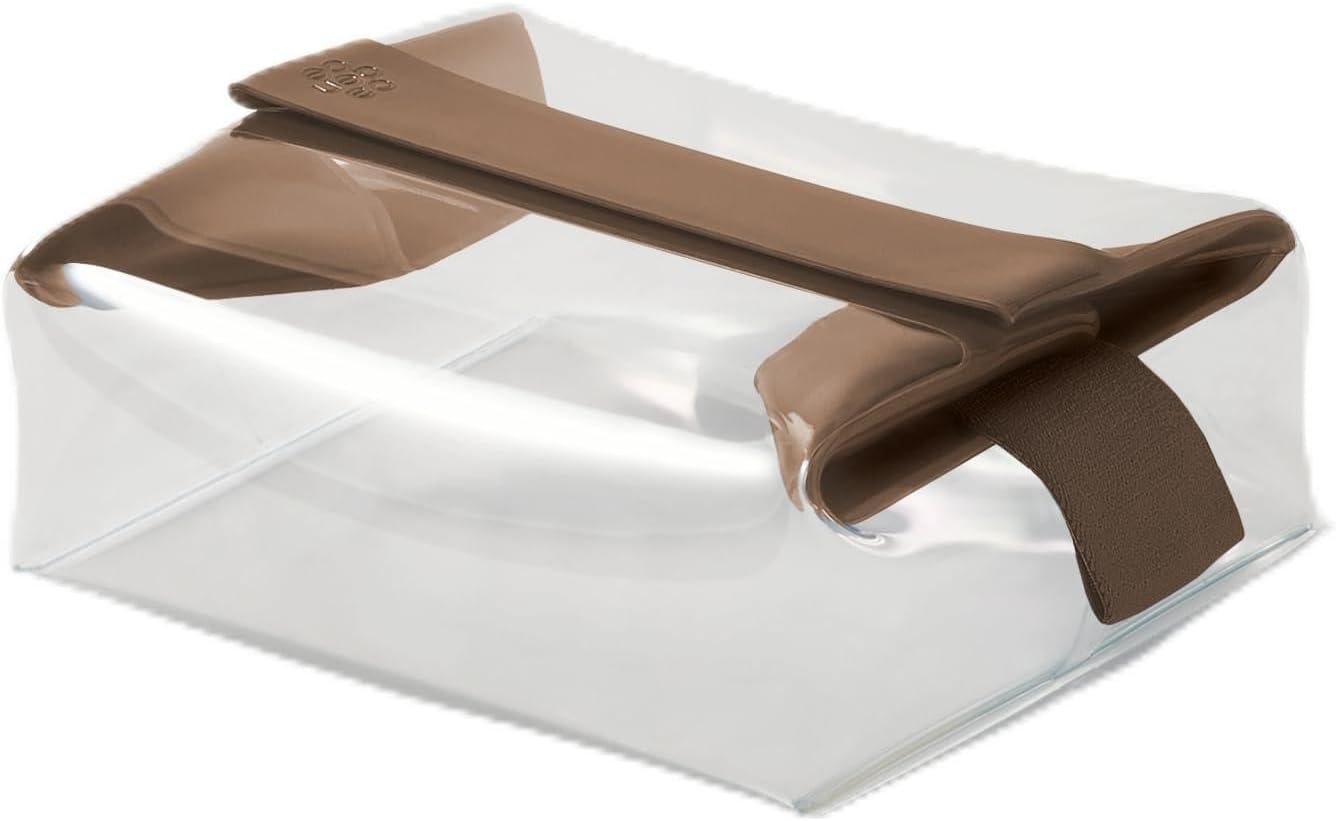 Cadence Parcel - Clear Kit with Magnetic Closure - Durable and Leak-Resistant Travel Toiletry Kit - TSA-Compliant & Modular Design - Hygiene Bag for Travel Essentials - 1 Qt - Chestnut