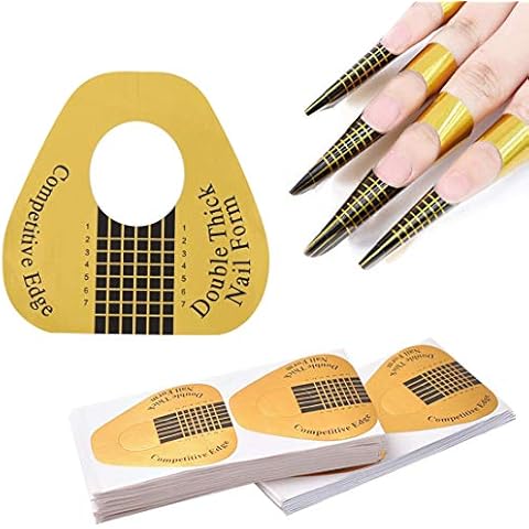KINGMAS 100 Pcs Horseshoe-shaped Nail Art Acrylic Nail/UV GEL Nail Extention Tips Form Guide Sticker Cover