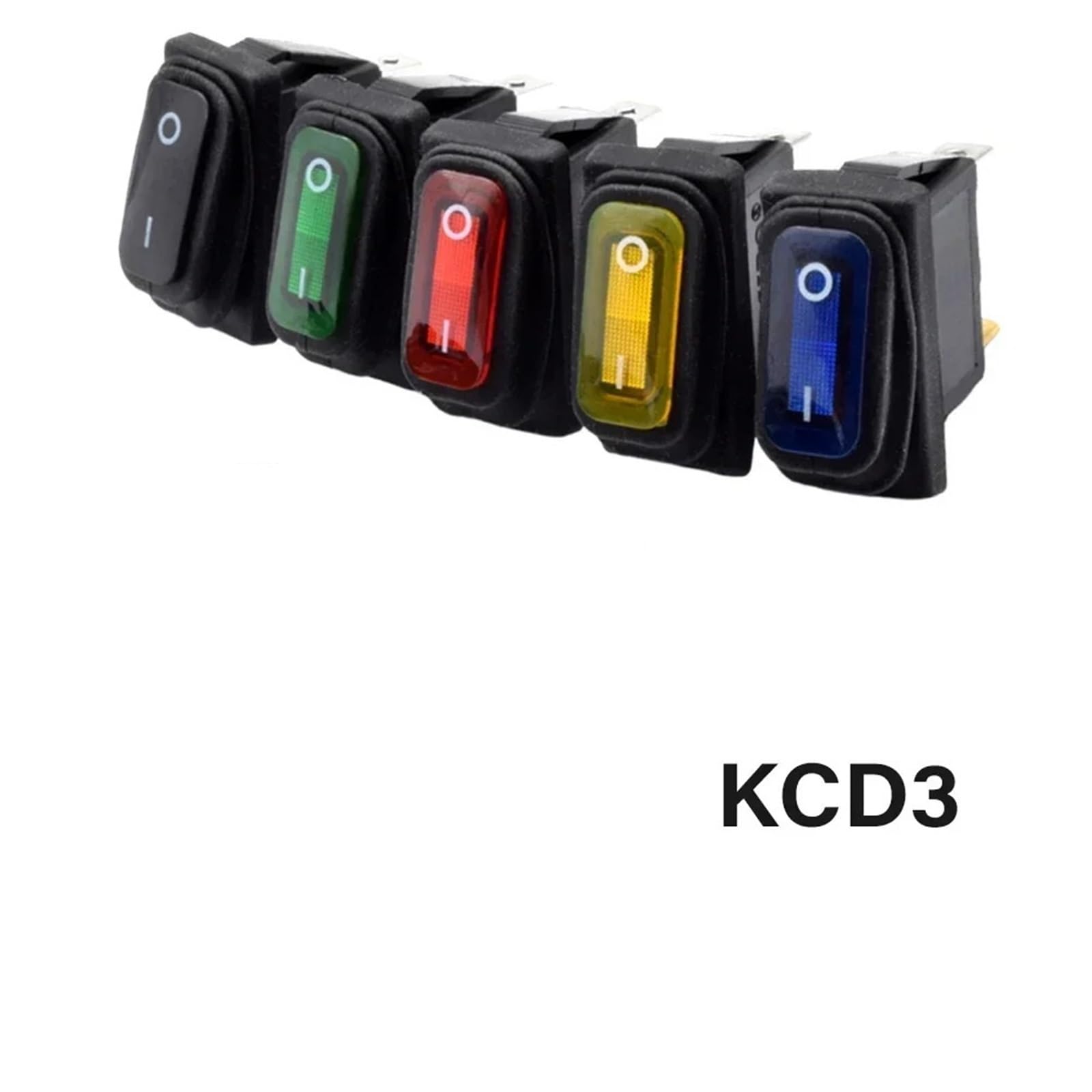 KCD1 KCD3 Przełącznik światła Przycisk Wodoodporny podświetlany Przełącznik Rocker 12V 220V Lampa 2/3-pinowa SPST ON OFF Car Dashboard Boat Navy (RED_ON-OFF_12-24V)