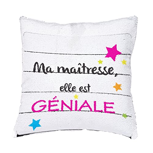 Coussin maîtresse à paillettes turquoise pour un cadeau de fin d'année scolaire unique - 4