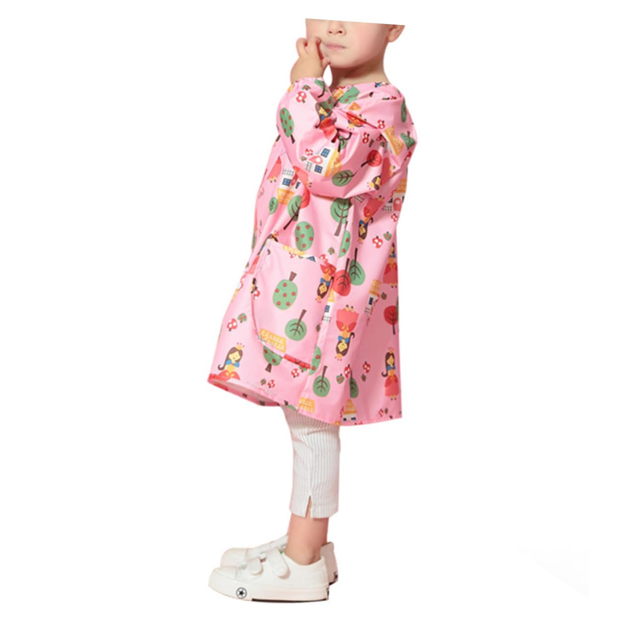 Grembiule Rosa Maniche Lunghe per Pittura Bambini in Poliestere Protezione Vestiti Taglia S per Attività Artistiche e Creative
