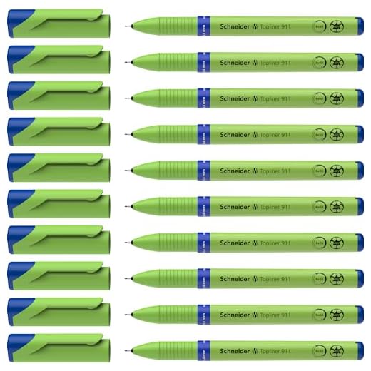 Schneider Fineliner Topliner 911, mit Wechselmine, 0.4 mm, 10-er Packung, blau