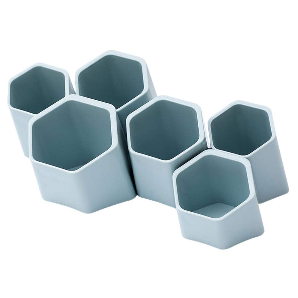 Porte-stylo Pot à crayons Fournitures de bureau Organisateur de stockage Conteneur 6pcs Blanc Étudiant Stylo Maquillage Porte-pinceau Organisateur de bureau Conteneur mural Porte-maquillage Porte-cosm