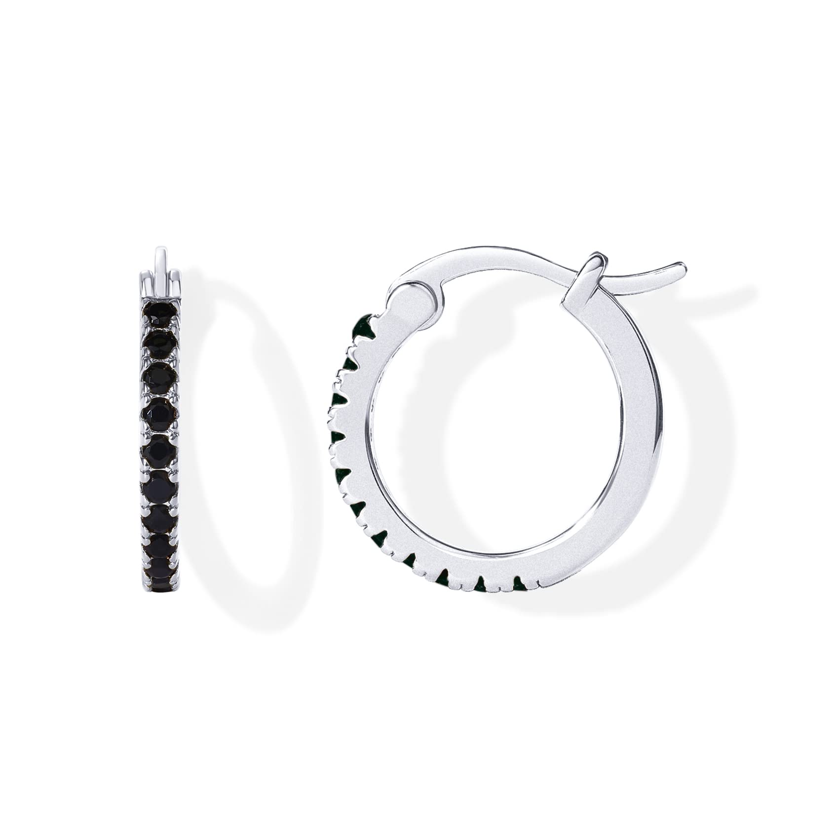 PAVOI 18K Gold Plated 925 Sterling Silver Post Cubic Zirconia Hoop Earrings for Women | Colored Cubic Zirconia Hoops | Green, Purple Ombre, Black 15mm