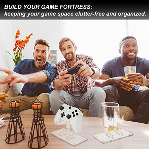 Image of AHANDMAKER Universal Controller Holder, Transparent Acrylic Game Controller Display Stand, Detachable Gamepad Desktop Stand for Display and Organization, Monolayer (Pack of 2)