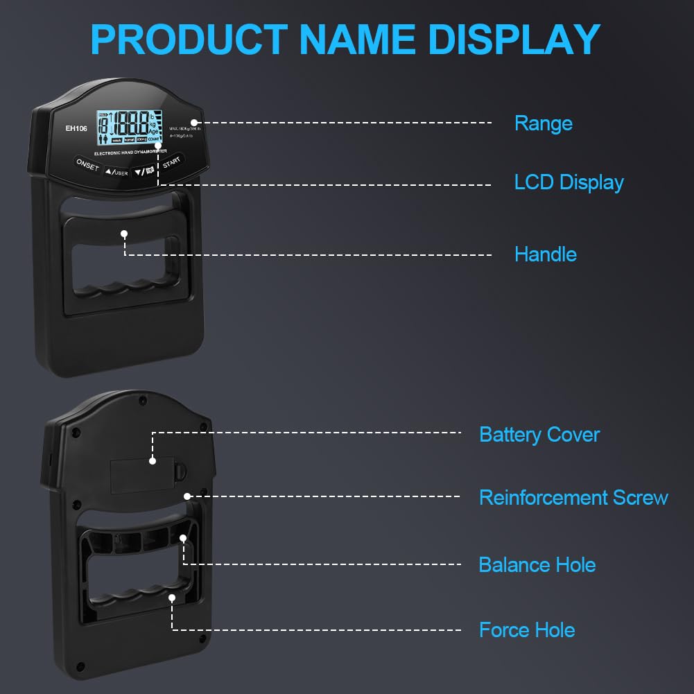 Dinamometro Presa Tiardey 396Lbs - Misuratore Forza Mano, USB Ricaricabile - Foto 10