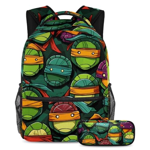 Sac à dos tortue coloré pour garçon et fille avec trousse scolaire L