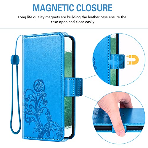 Funda Samsung S22 Plus 5G carcasa cartera con protector pantalla vidrio Asuwish 5