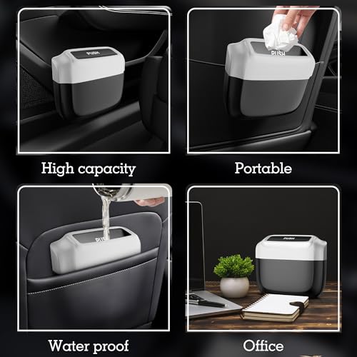 Image of 2 Packs Car Trash Can with Lid,Built-in Storage Garbage Bag,Leakproof Vehicle Trash,Car Accessories for Interior,Mini Garbage Bin for Automotive, Office, Kitchen,Bedroom,with 60pcs Trash Bags