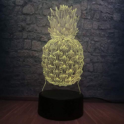 Preisvergleich Produktbild Jungen Weihnachtsgeschenke Weihnachtsgeschenke 3D Lampe Obst Ananas 3D Nachtlicht Illusiom RGB Glühbirnen Schlafzimmer Schlaf LED Lampe 7 Farbwechsel USB Base Boy Kinder Weihnachtsgeschenk Spielzeug m