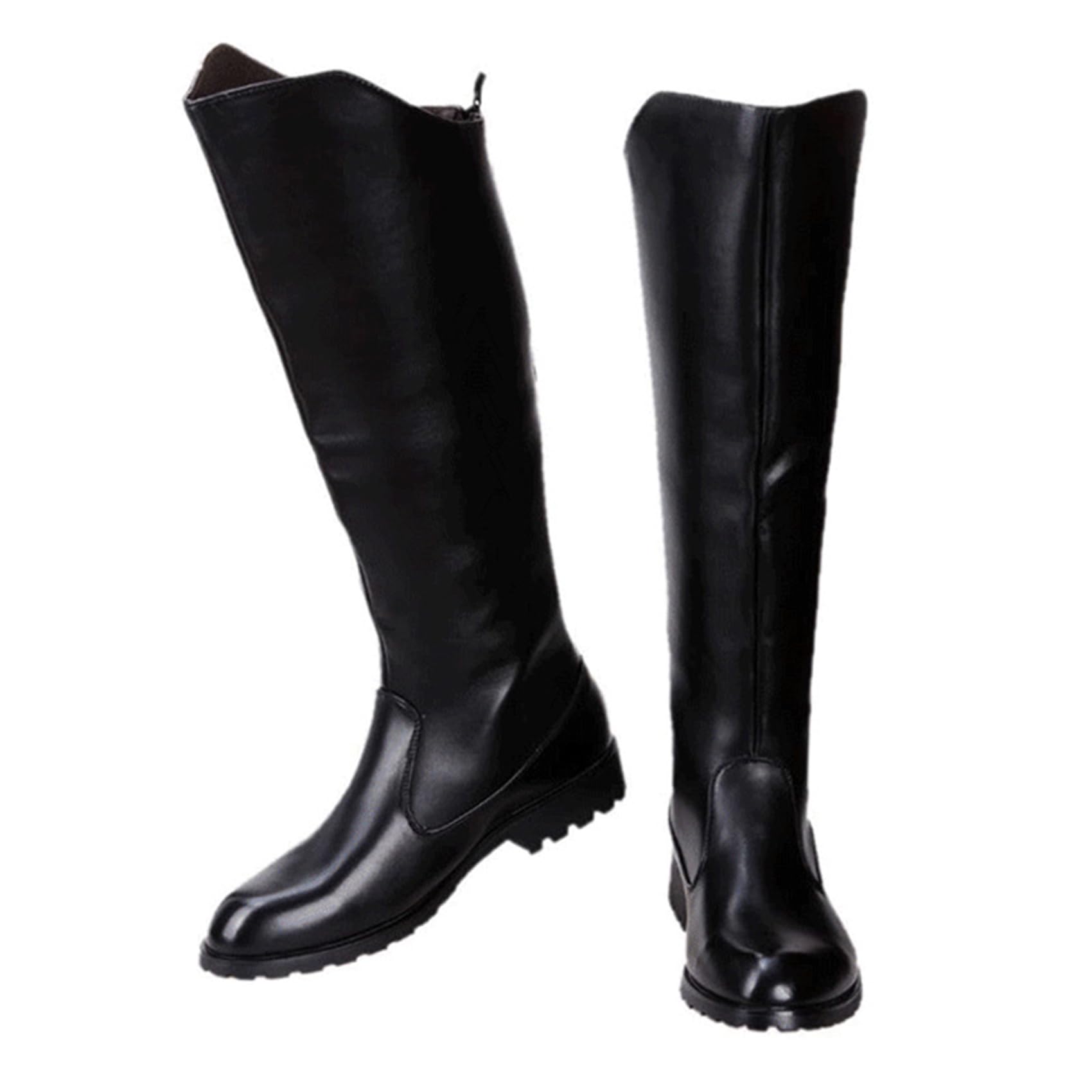 Kniehohe Lederstiefel für Herren, Reitstiefel, Bühnenaufführungsschuhe, weites Bein, mittlere Wade, Kopf, Langer, hoher Stiefel