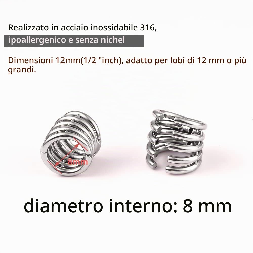 Vankula Peso Lobo Pesi Orecchie ear weights dilatatori in Acciaio inossidabile Anelli Impilati lobi piercing espansori Gioielli Uomo Donna 5mm 6mm 12mm Nero Argento Oro
