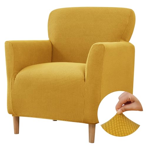 Niuoppy Armchair Covers Banquet Slipcovers, Stretch Arm Chair Covers, Single Armchair Slipcovers Anti-slip, Thicked Armchair Cover for 1 Seat Sofa Armchair Protector (Butter Yellow)